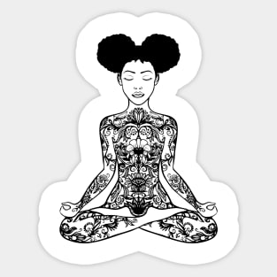 Black Woman, Meditation, Black Women, Afro Puff, Black Hair, Natural Hair Sticker